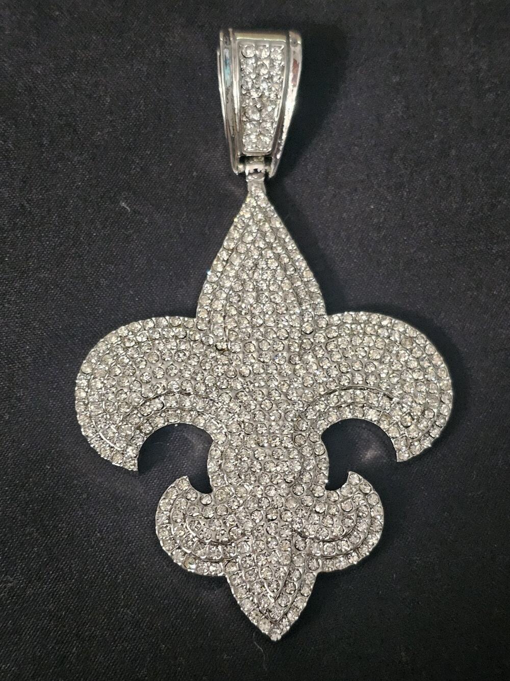 3inch Large Pavé Fleur-de-Lis Pendant